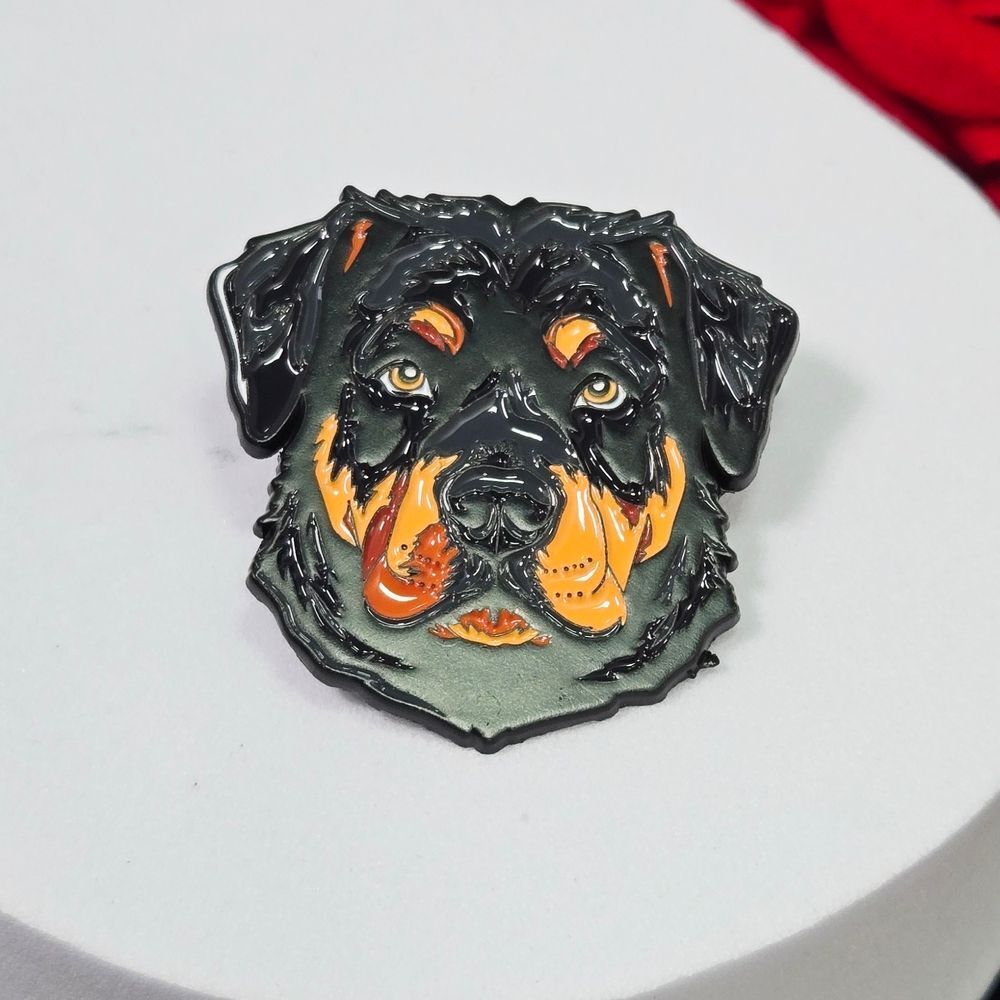 Rottweiler Enamel Lapel Pin – Dog Mom Gift, Black & Tan Puppy Head Pin Pet Owner - Picture 2 of 5